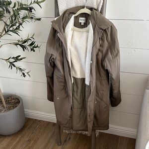 Rhythm Brown Hooded Coat with White Lining